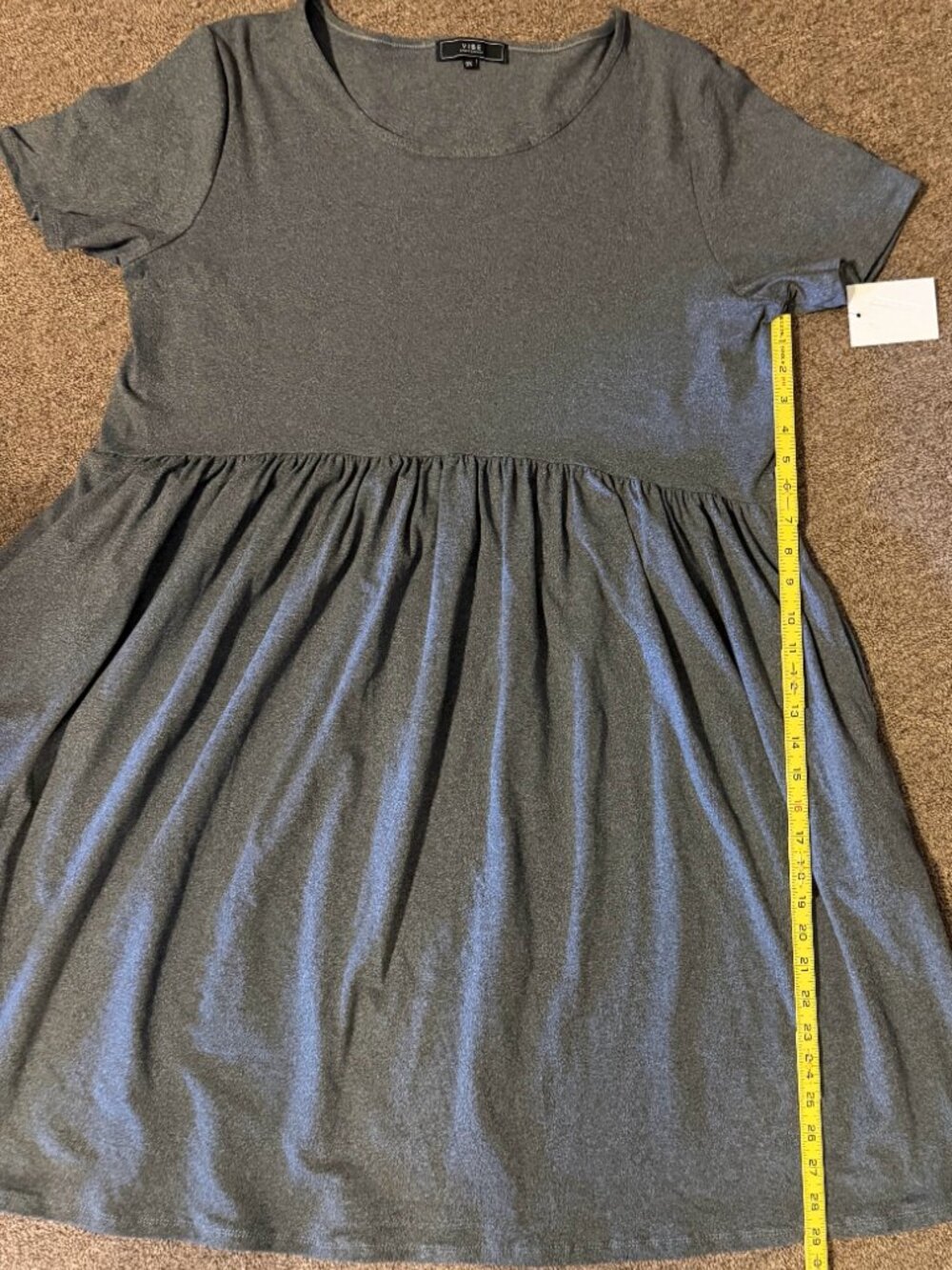 Vibe Sportswear Women's 3X Gray Midi T-Shirt Dress w/Pockets New With Tags - Picture 7 of 10